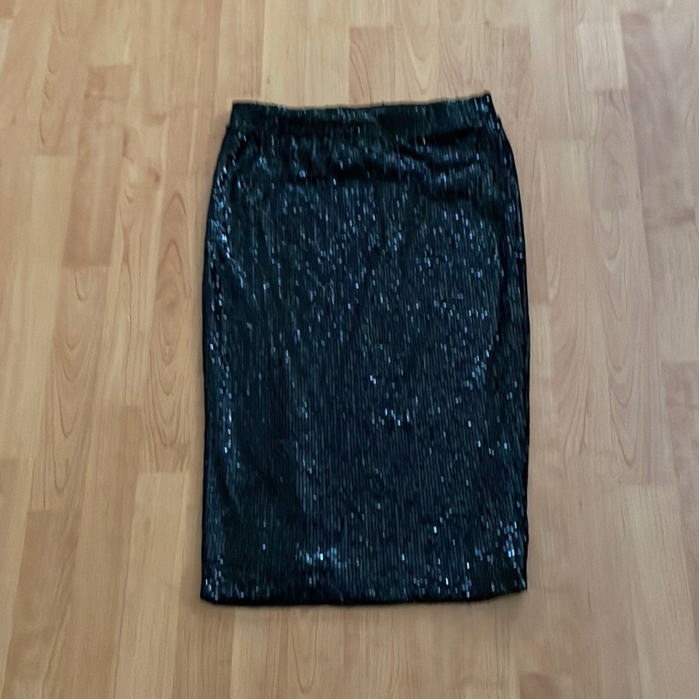 Rachel Zoe Black Sequin Pencil Skirt.